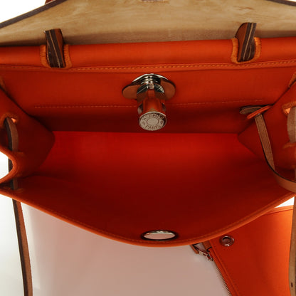 Hermes Natural Barenia Toile Herbag Zip 31 PM Orange 6 of 8