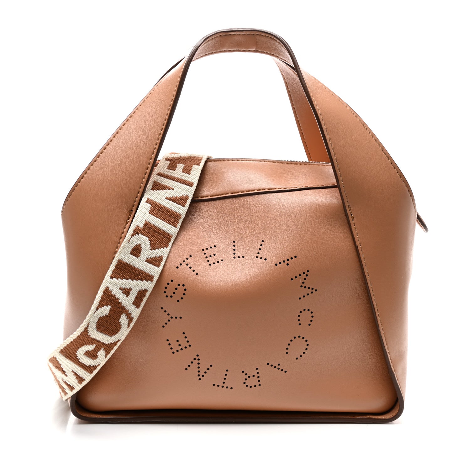 Eco Alter Nappa Perforated Logo Linea Shoulder Bag Camel