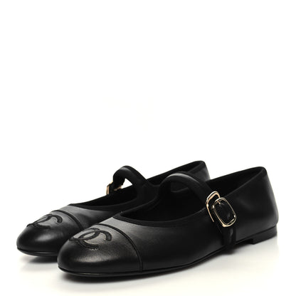 Chanel Lambskin Mary Jane Flats 38 Black 4 of 9