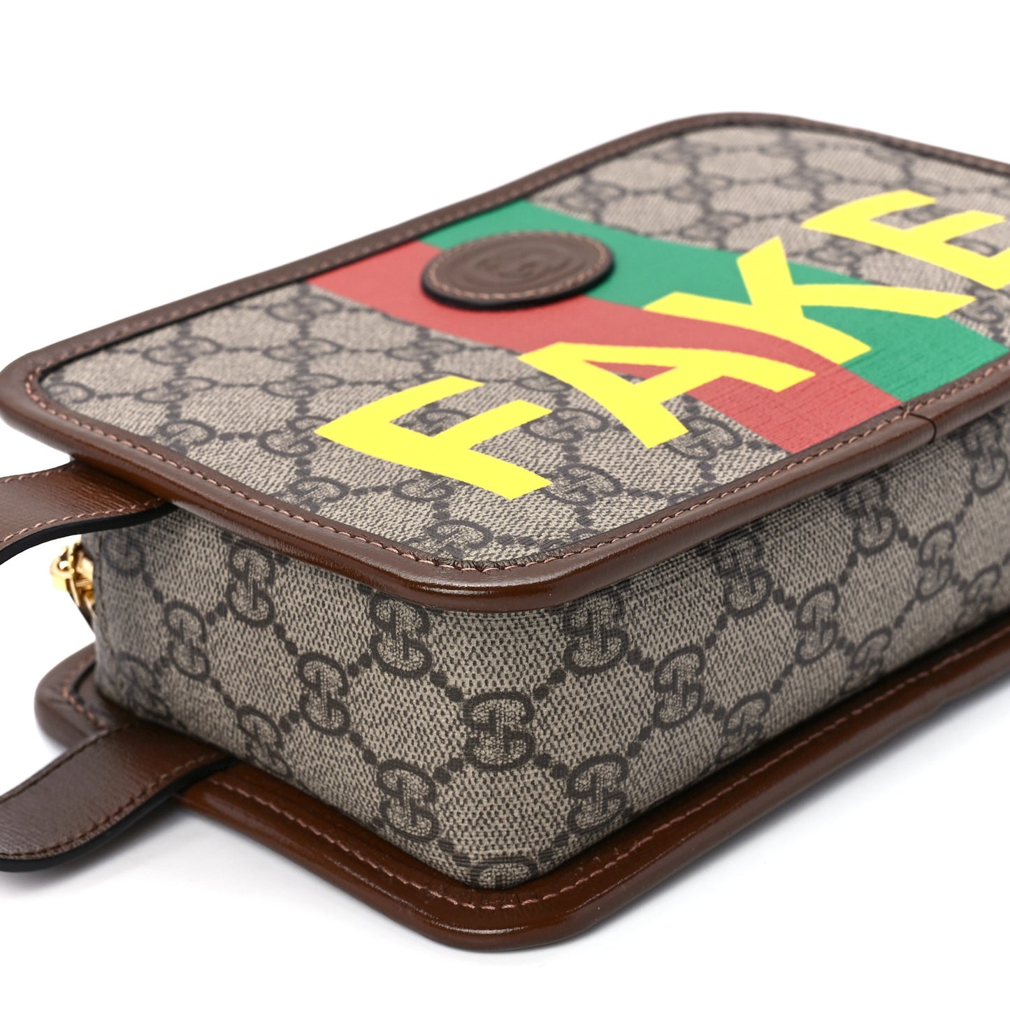 GG Supreme Monogram Azalea Calfskin Fake/Not Retro Interlocking G Cosmetic Case Beige Ebony Brown Sugar
