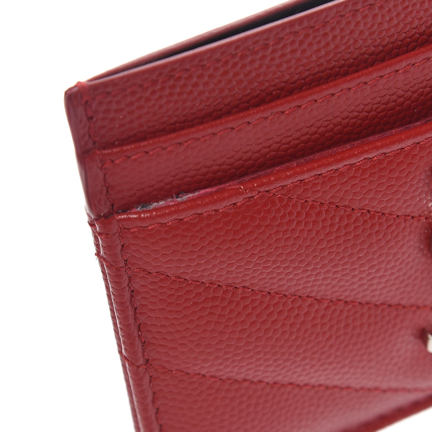 Grain De Poudre Matelasse Chevron Monogram Credit Card Case Rouge Eros