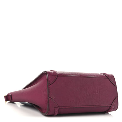 Celine Drummed Calfskin Nano Luggage Plum 3 of 11