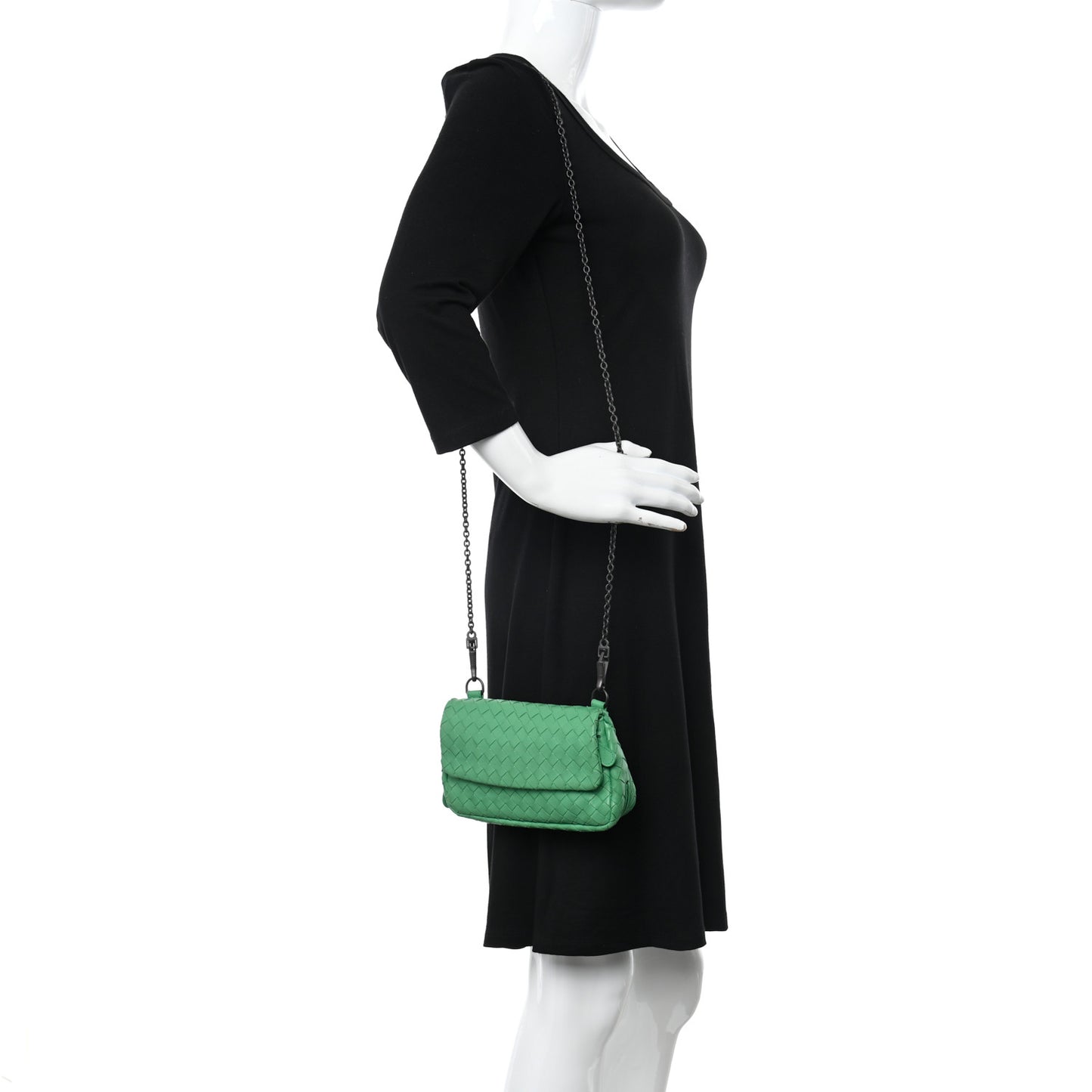 Nappa Intrecciato Mini Chain Messenger Green