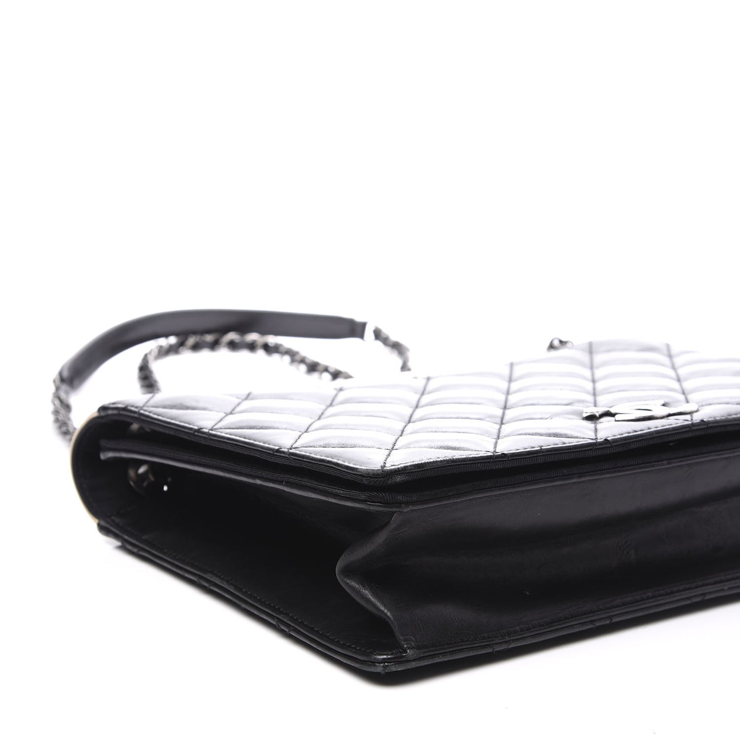 Calfskin Quilted Ballerine Flap Black Beige