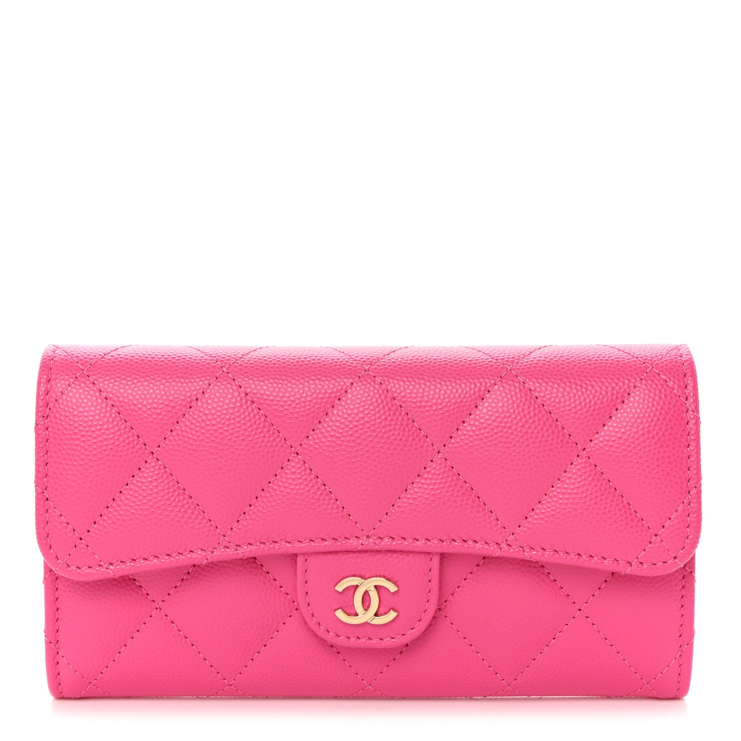 Caviar Quilted Medium Flap Wallet Dark Pink