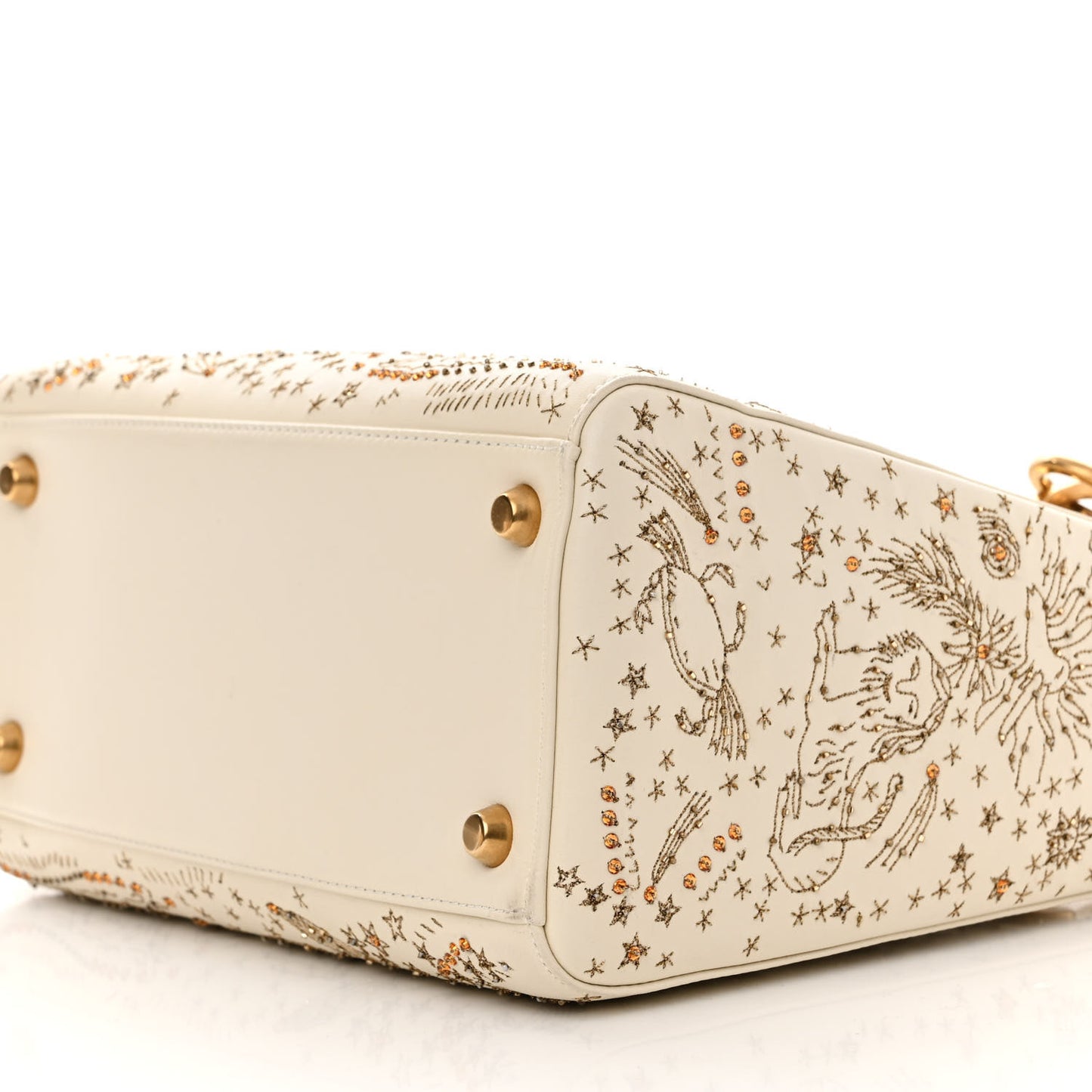 Embroidered Medium Lady Dior White Multicolor
