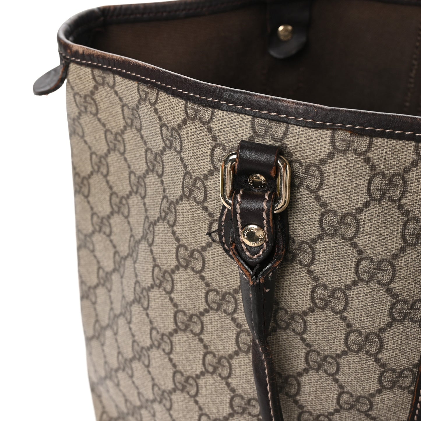 GG Plus Monogram Web Tote Dark Brown