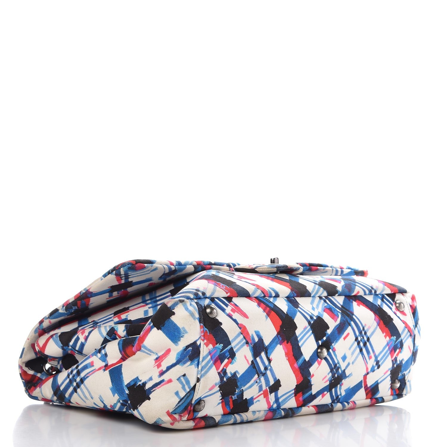 Chanel Canvas Printed XXL Travel Flap Bag White Blue Red Black 4 of 15