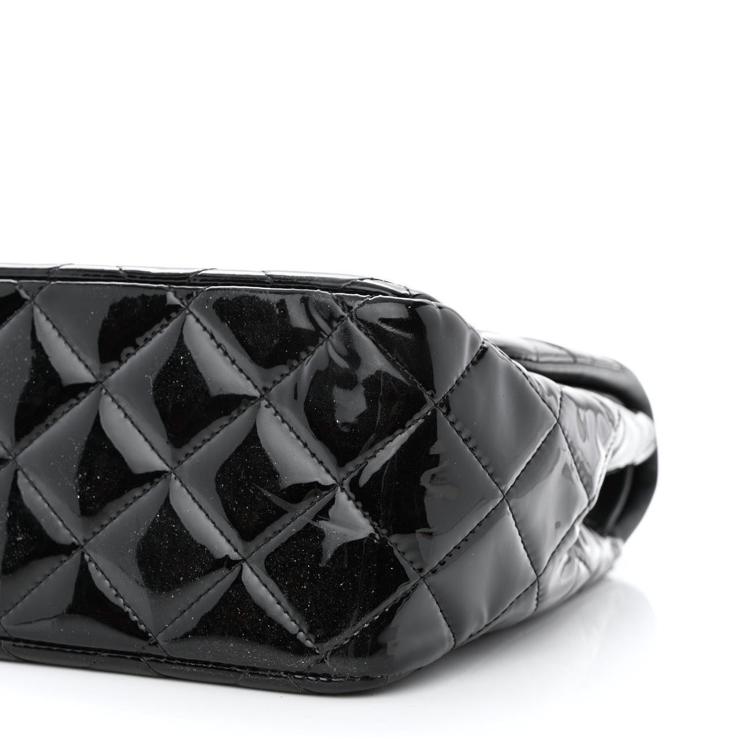 Patent Quilted Jumbo Double Flap Black