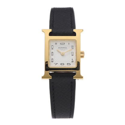 Hermes Stainless Steel Epsom 17.2mm Heure H Hour Quartz Watch Noir 1 of 5