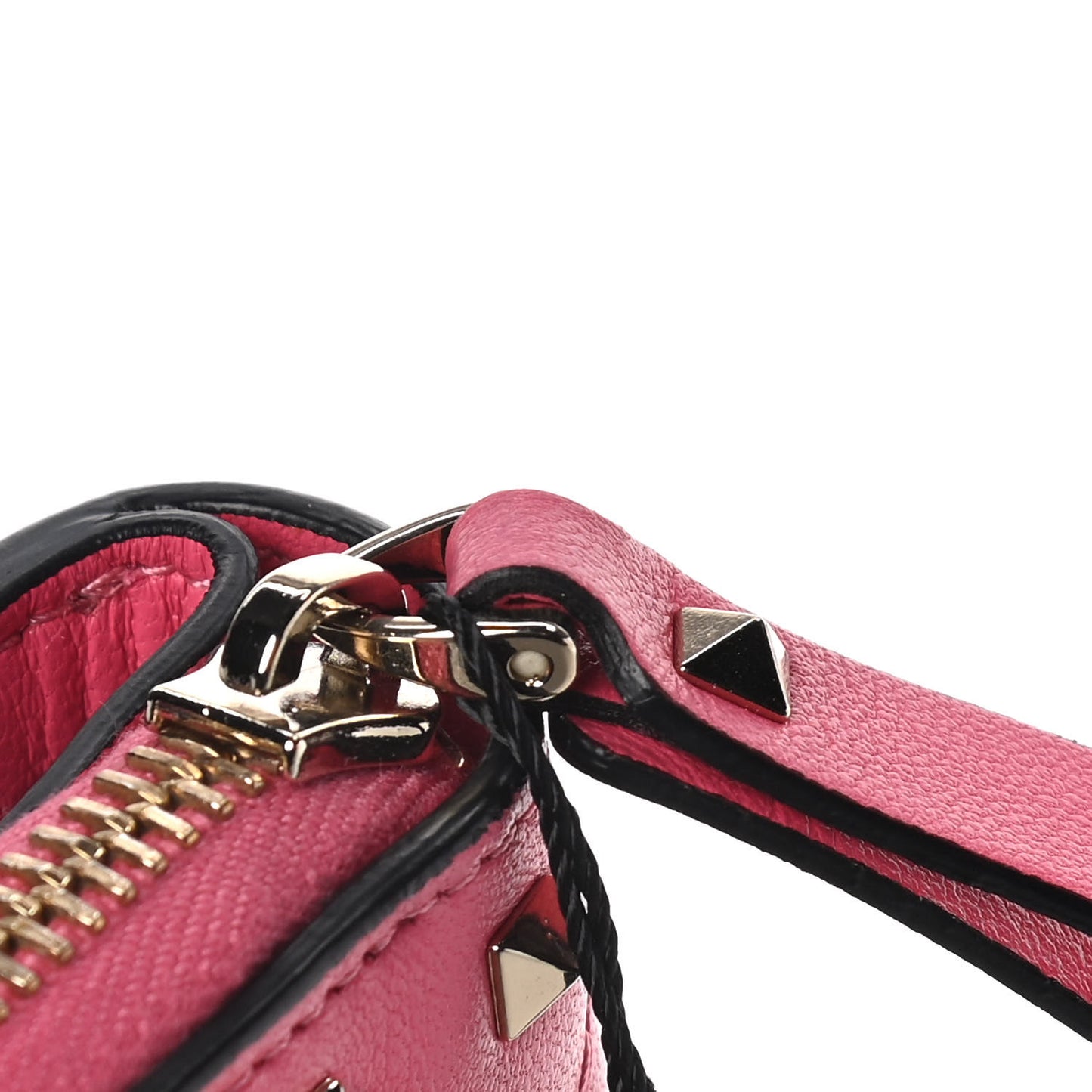 Nappa Rockstud Spike Compact Zip Around Wallet Shadow Pink