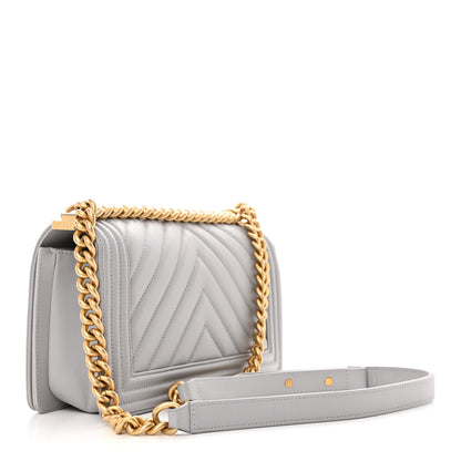 Chanel Calfskin Chevron Quilted Medium Boy Flap Grey 3 of 15