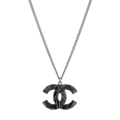 Chanel Enamel Map CC Pendant Necklace Dark Silver 1 of 5
