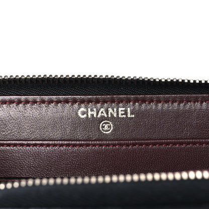 Chanel Lambskin Quilted Large Gusset Zip Around Wallet Black 6 of 8