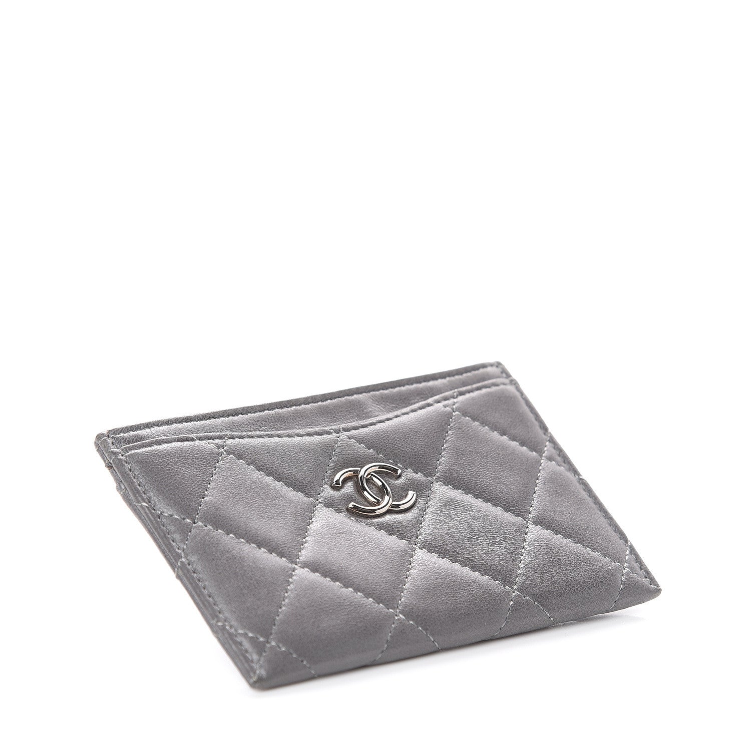 Chanel Lambskin Quilted Card Holder Grey 3 of 6