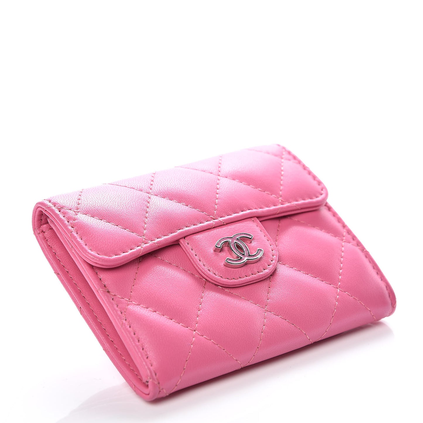 Lambskin Quilted CC Card Holder Pink