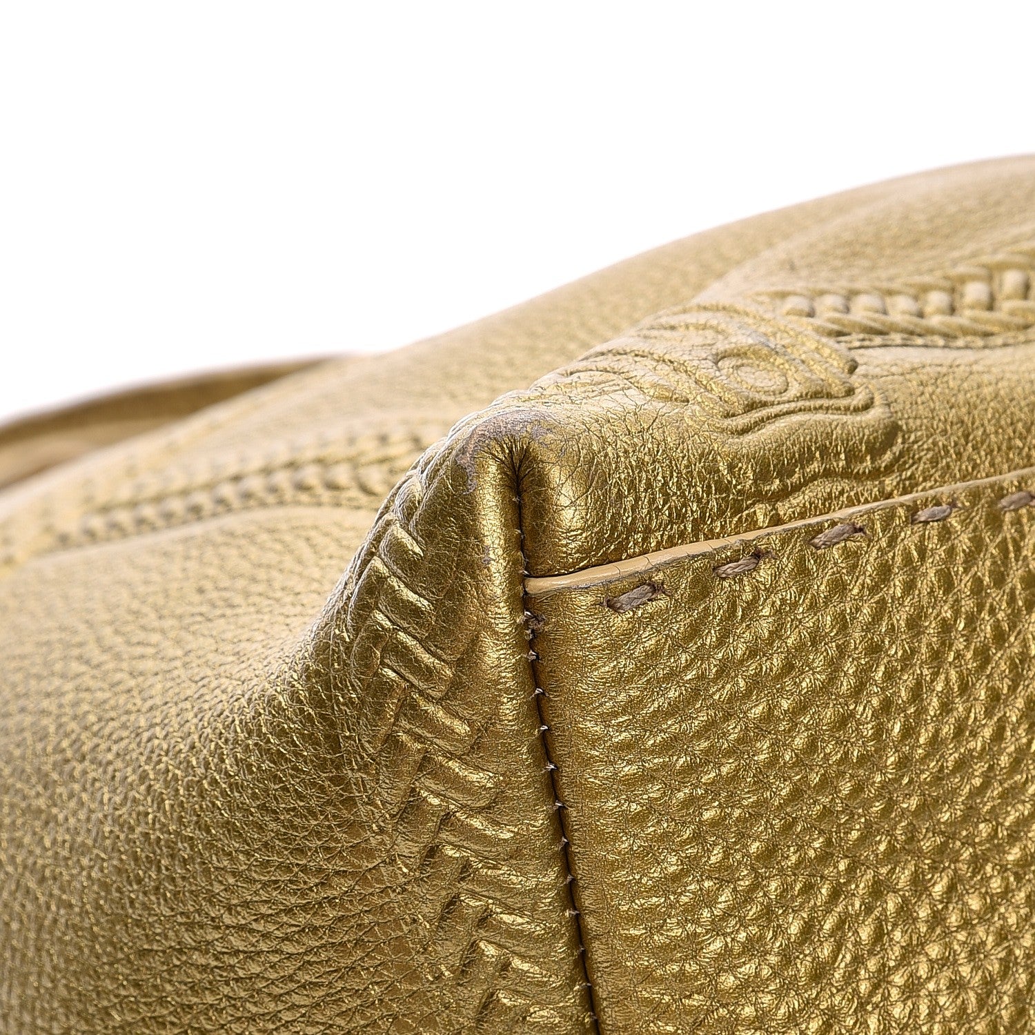 Fendi Calfskin Romano Selleria Large Villa Borghese Tote Gold 11 of 12