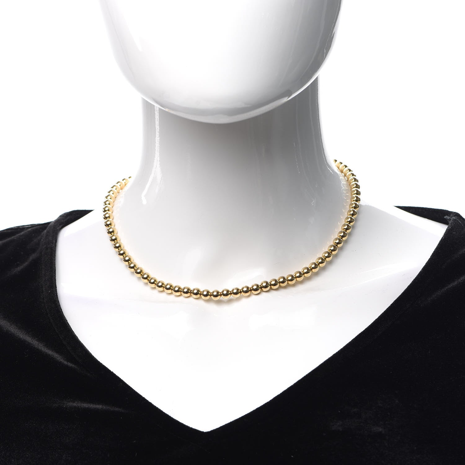 Tiffany 18K Yellow Gold 5.5mm HardWear Bead Necklace 2 of 5