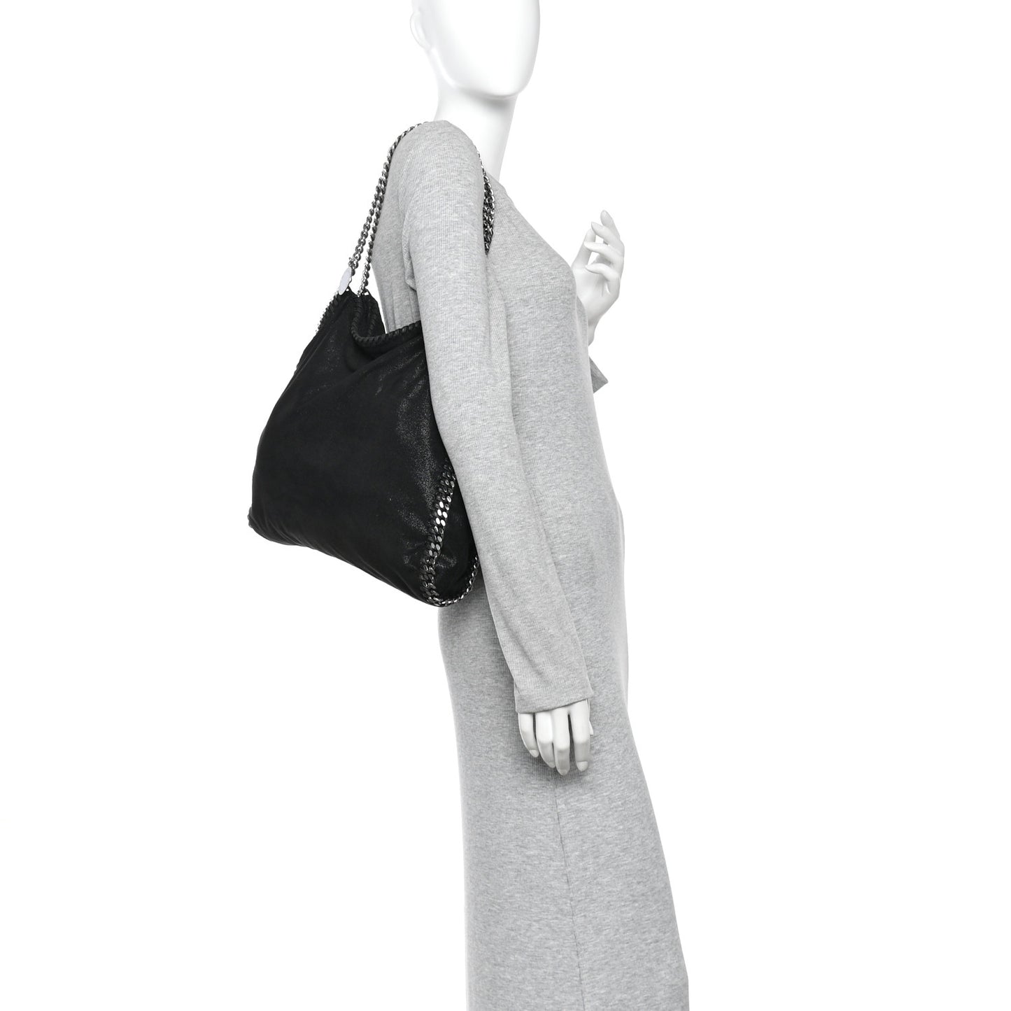 Shaggy Deer Small Falabella Fold Over Tote Black