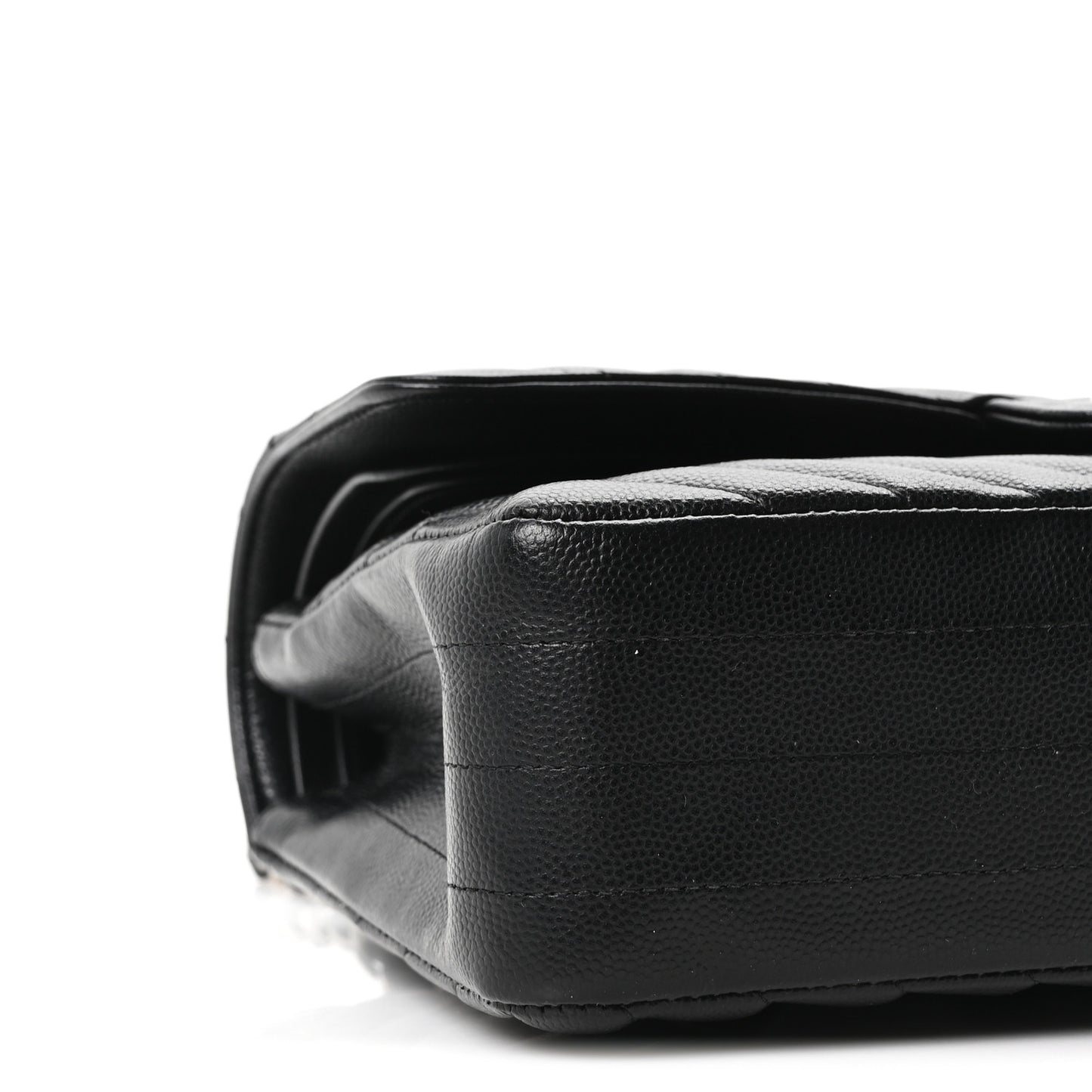 Caviar Chevron Quilted Medium Double Flap Black