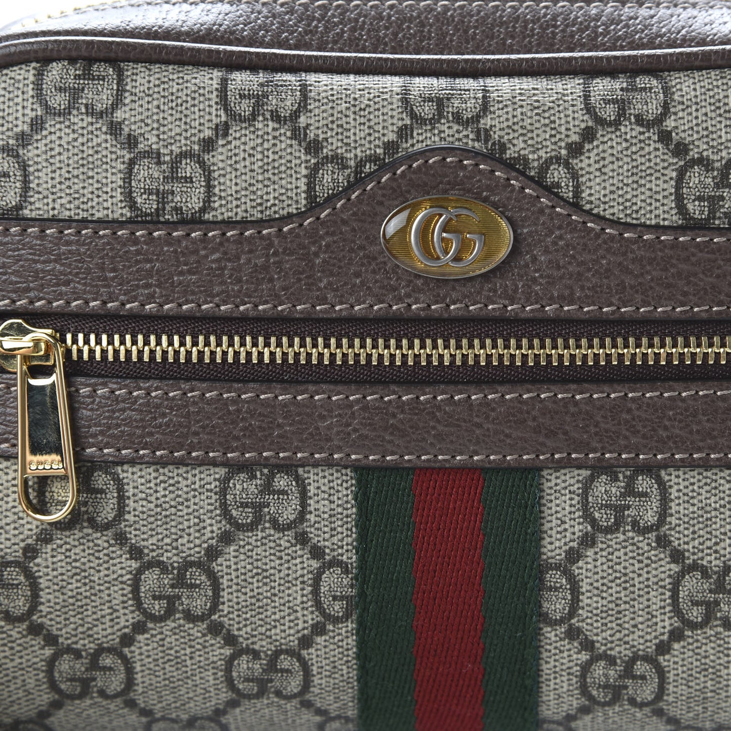 GG Supreme Monogram Web Mini Ophidia Shoulder Bag Brown