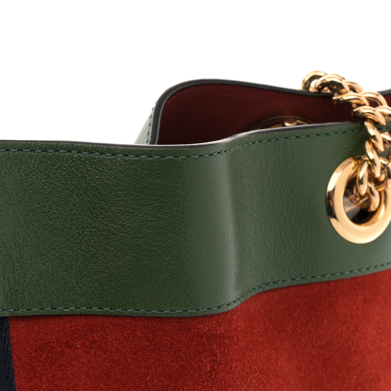 Gucci Suede Calfskin Large Rajah Chain Tote Brown Green 15 of 15
