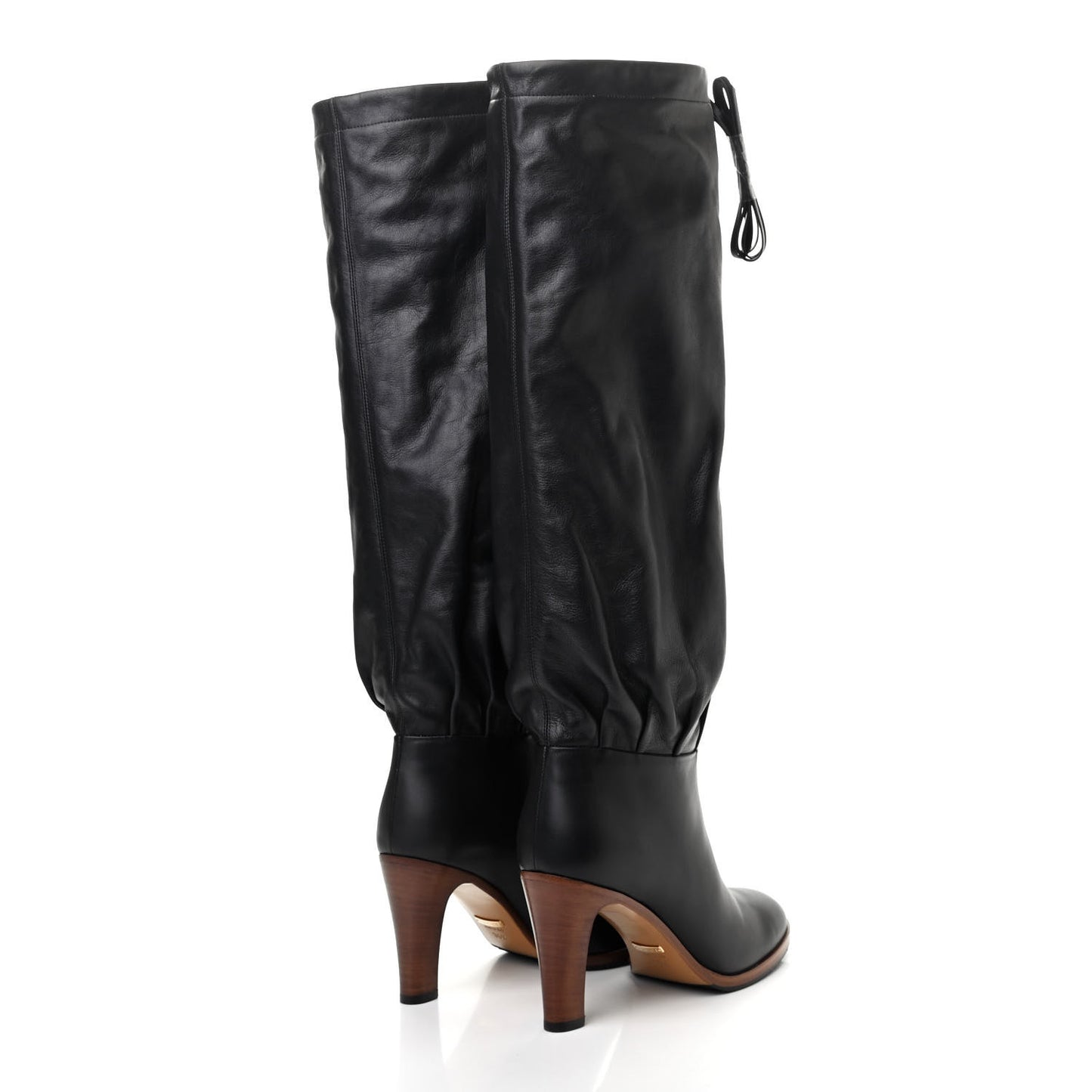 Deauville Calfskin Cinched Knee High Boots 36.5 Black