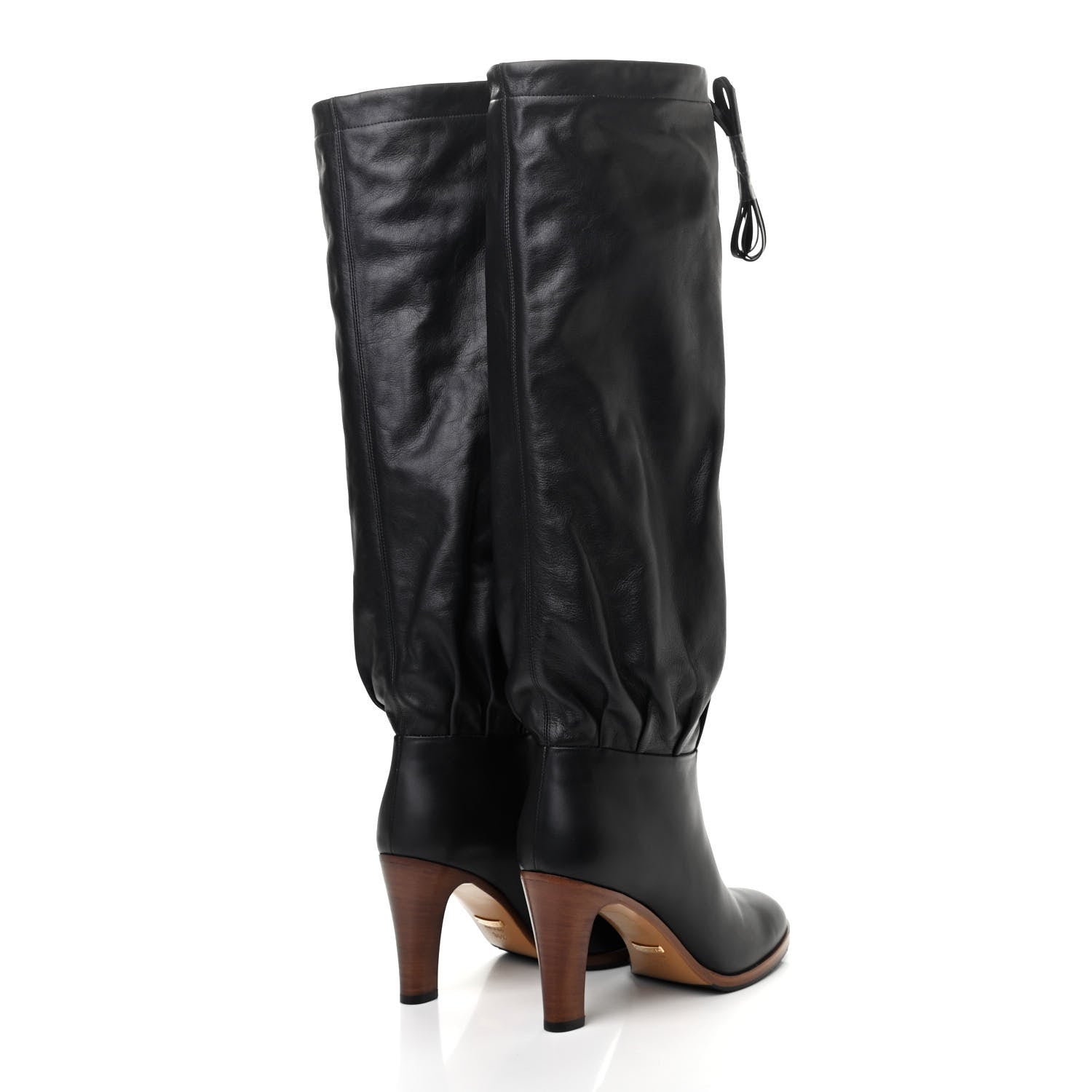 Gucci Deauville Calfskin Cinched Knee High Boots 36.5 Black 4 of 7