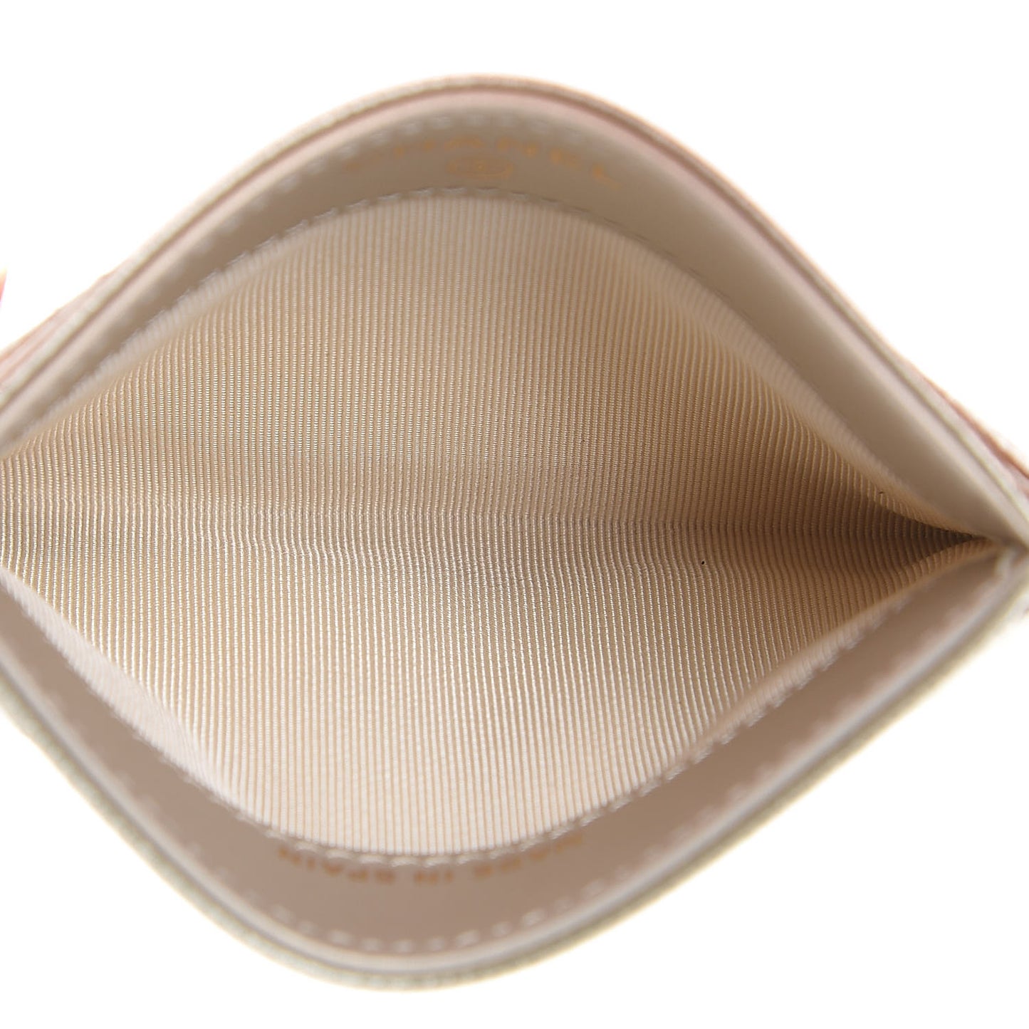 Metallic Caviar Quilted Card Holder Light Gold