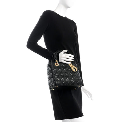 Christian Dior Lambskin Cannage Medium Lady Dior Black 3 of 8