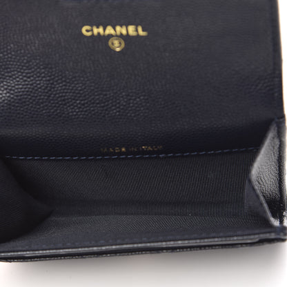 Chanel Caviar Quilted Flap Card Holder Wallet Navy Blue 5 of 9