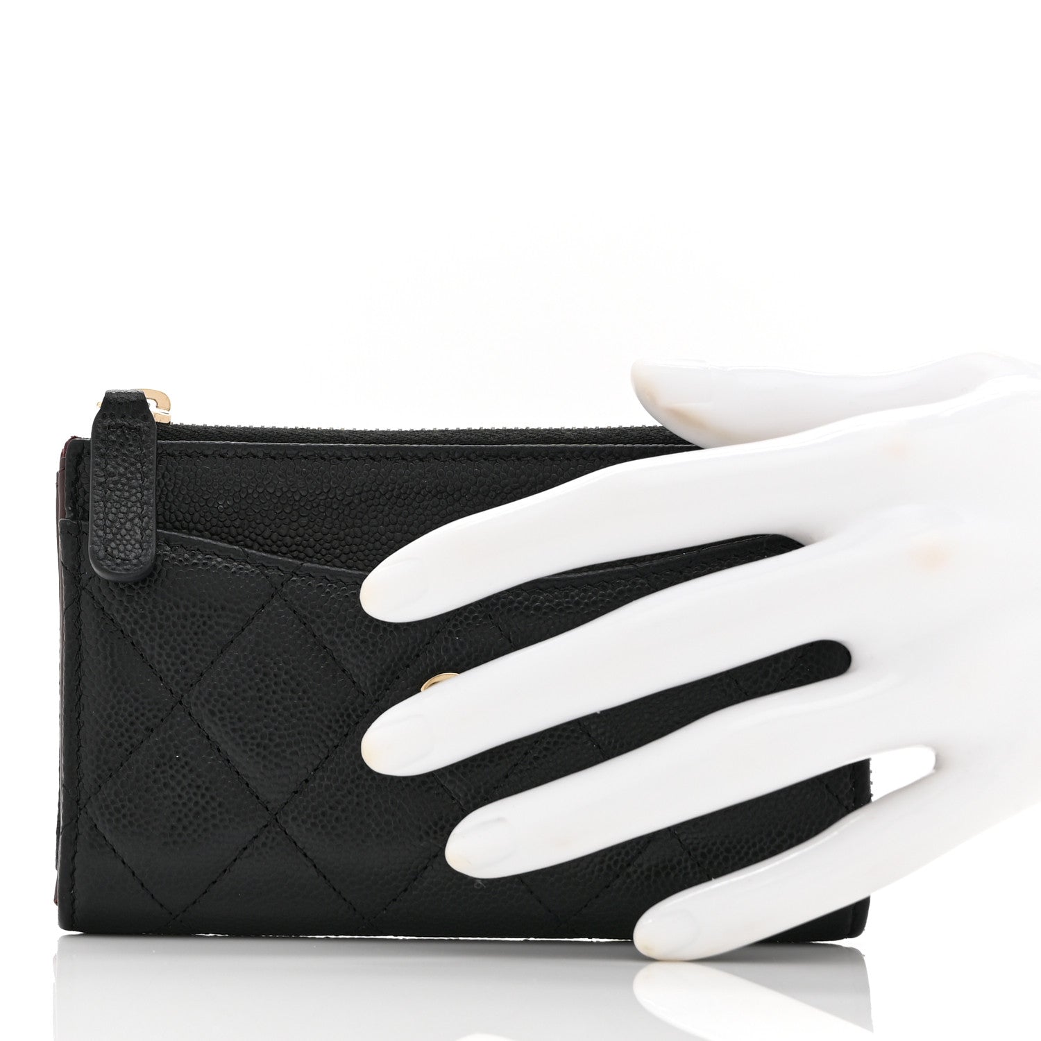 Chanel Caviar Quilted CC Zip Around Card Holder Black 2 of 8