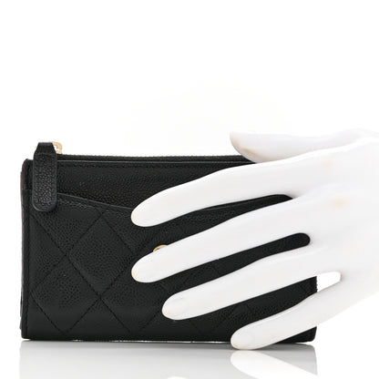 Chanel Caviar Quilted CC Zip Around Card Holder Black 2 of 8