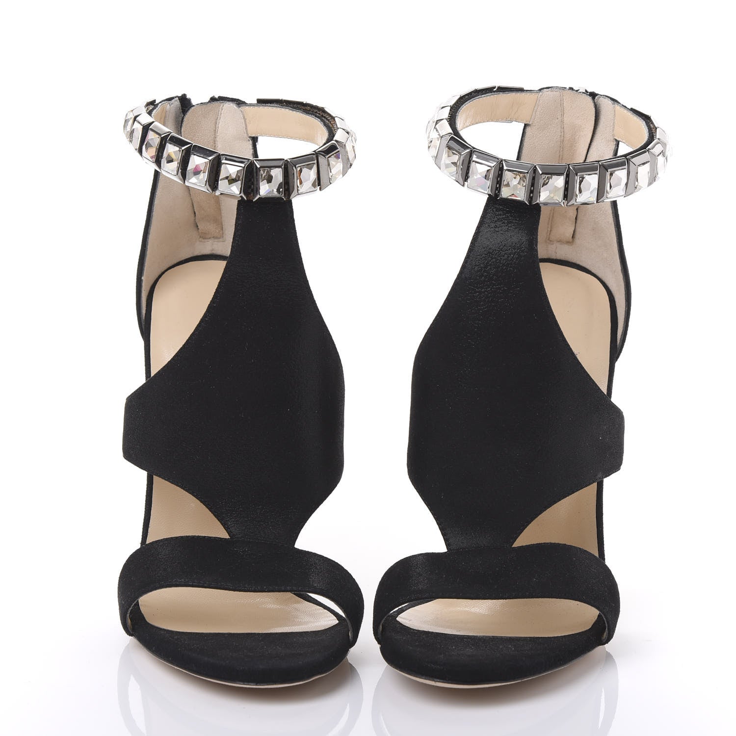 Jimmy Choo Shimmer Suede Crystal Halo 120 Sandal 38 Black 2 of 8