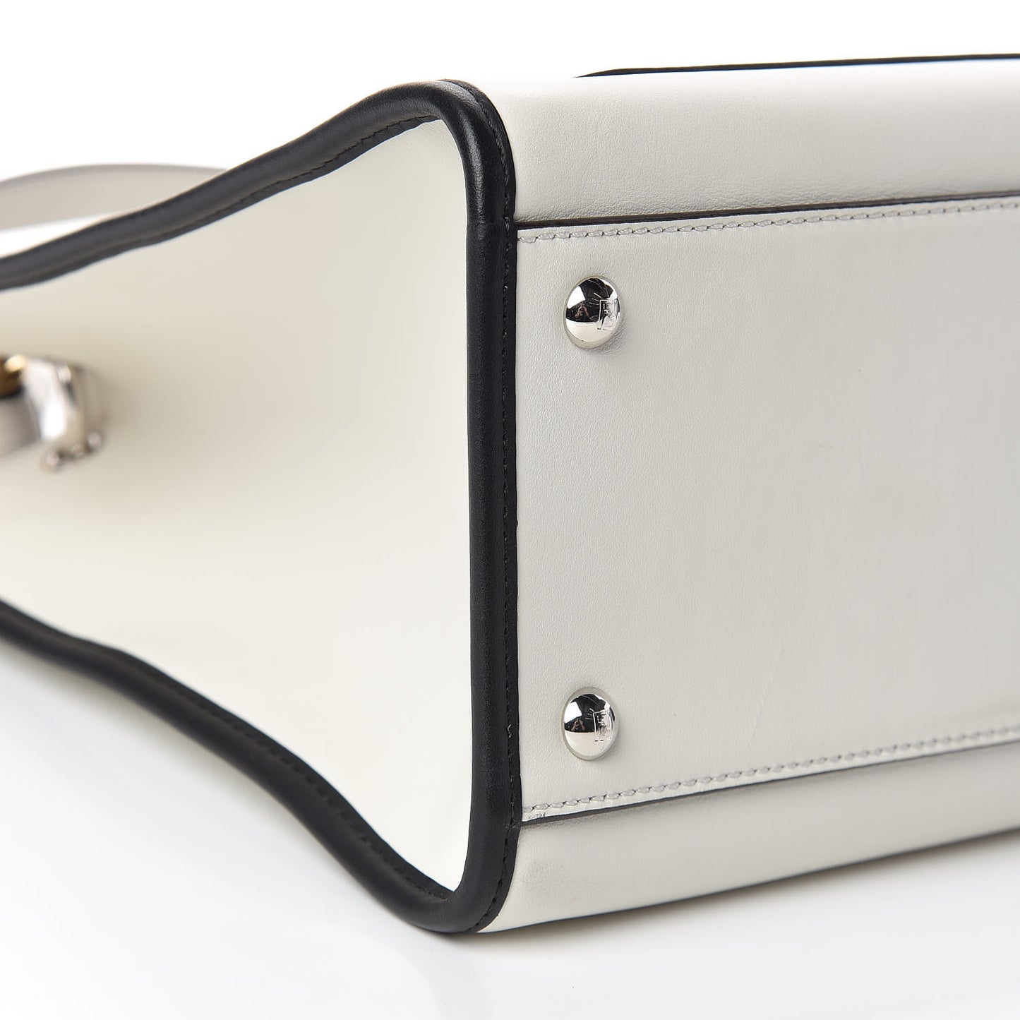 Vitello Century Opaco F is Fendi Bi-Color Regular Runaway Satchel White Ice Black