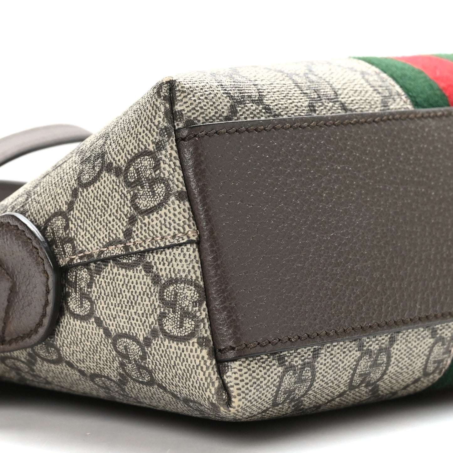 GG Supreme Monogram Textured Dollar Calfskin Web Small Ophidia Dome Shoulder Bag Beige Ebony New Acero