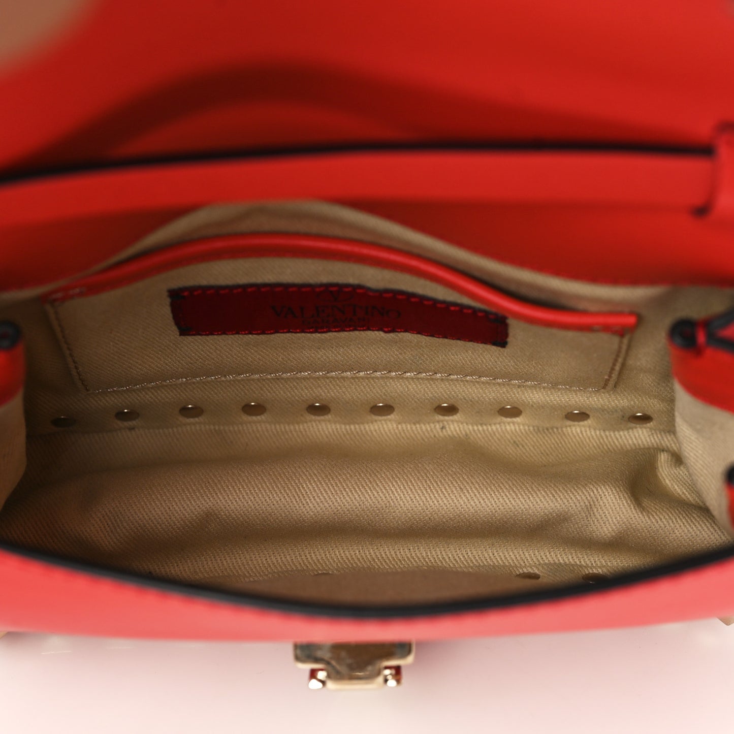 Vitello Mini Rockstud Flap Saddle Crossbody Bag Deep Coral