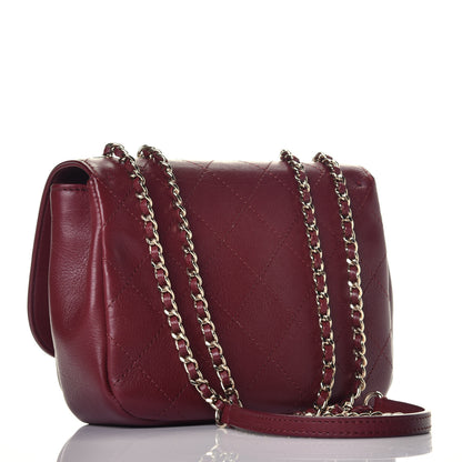 Chanel Calfskin Stitched Small Flap Bag Burgundy 3 of 10
