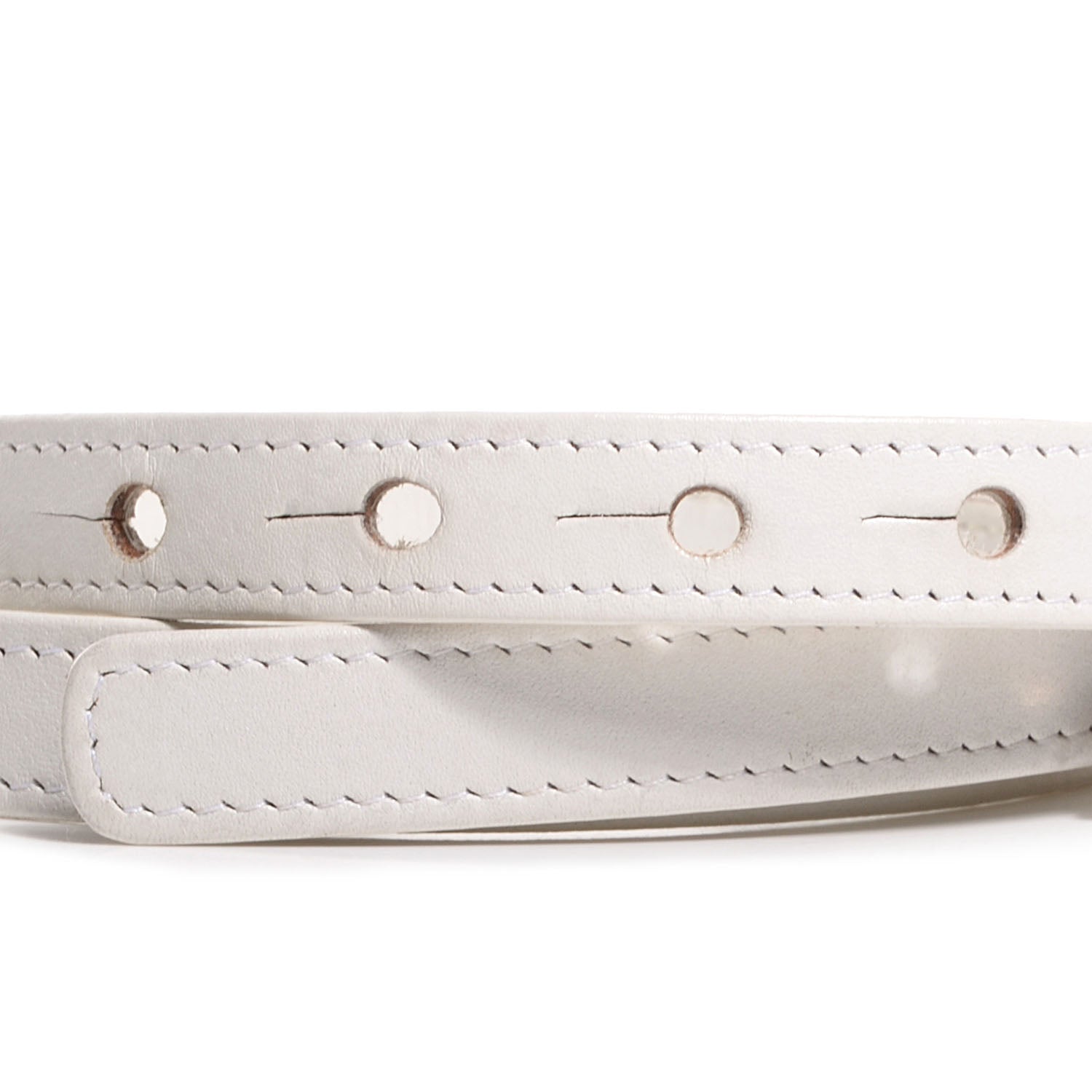 Chanel Leather CC Logo Skinny Belt 65 26 White 3 of 4