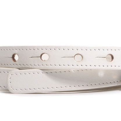 Chanel Leather CC Logo Skinny Belt 65 26 White 3 of 4