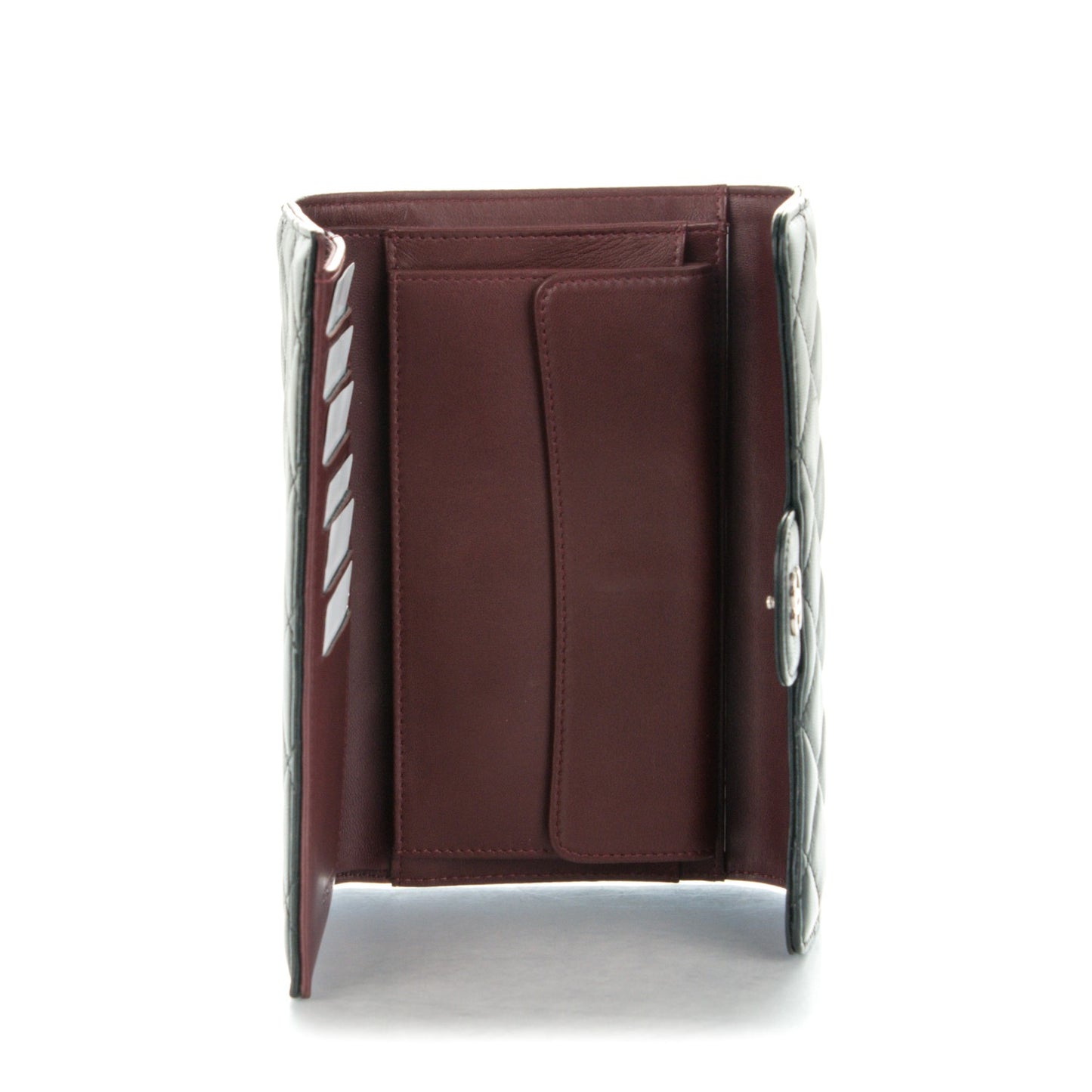 Lambskin Quilted Large Flap Wallet Black