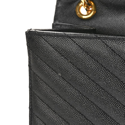 Saint Laurent Grain De Poudre Matelasse Chevron Large Monogram Satchel Black 12 of 13