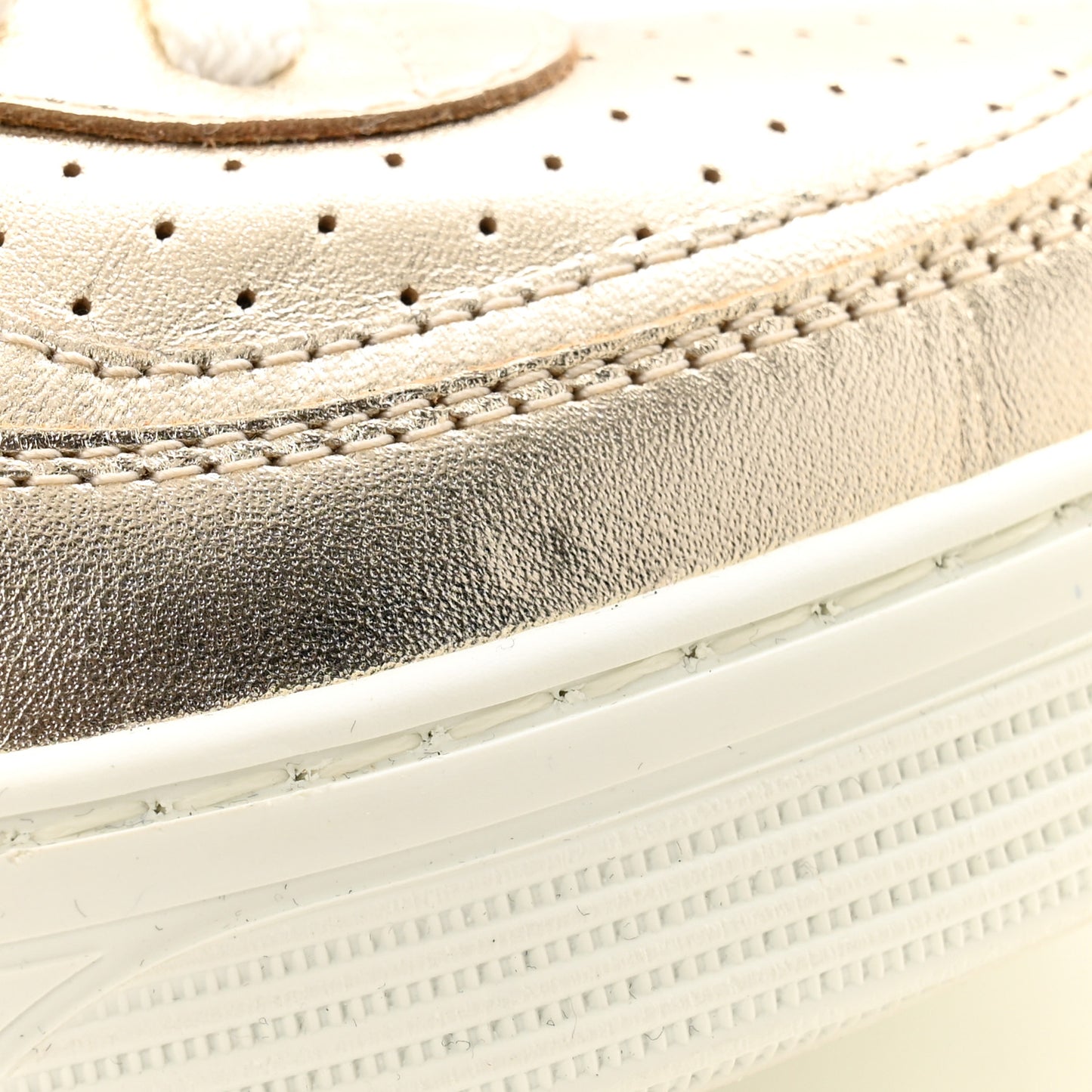 Laminated Calfskin CC Womens Sneakers 36.5 Golden
