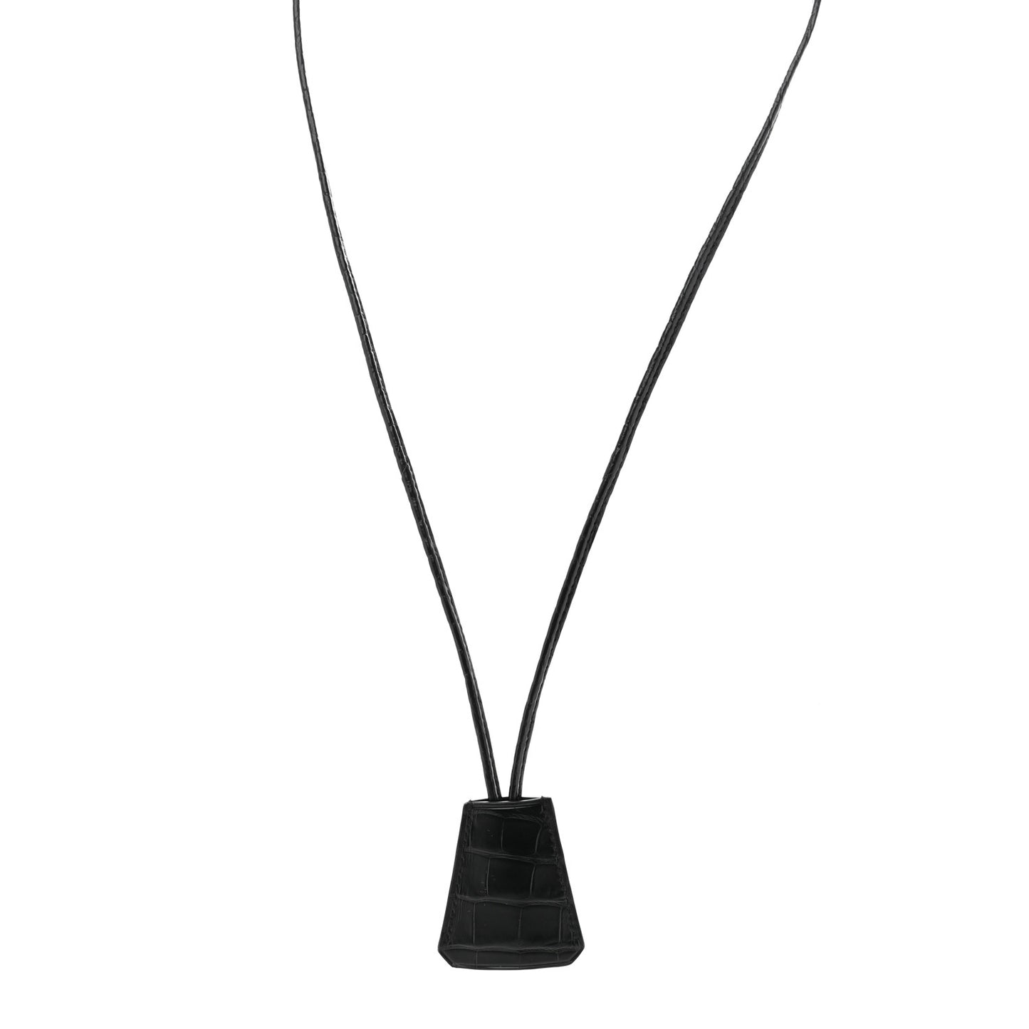 Matte Alligator Clochette Long Necklace Black