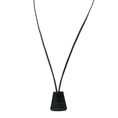 Hermes Matte Alligator Clochette Long Necklace Black 1 of 6