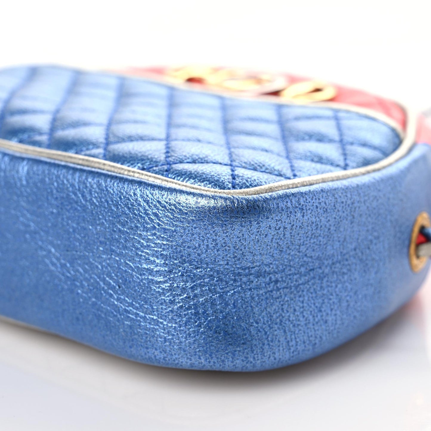 Laminated Nappa Trapuntata Mini Zumi Dome Shoulder Bag Rosso Marine Argento