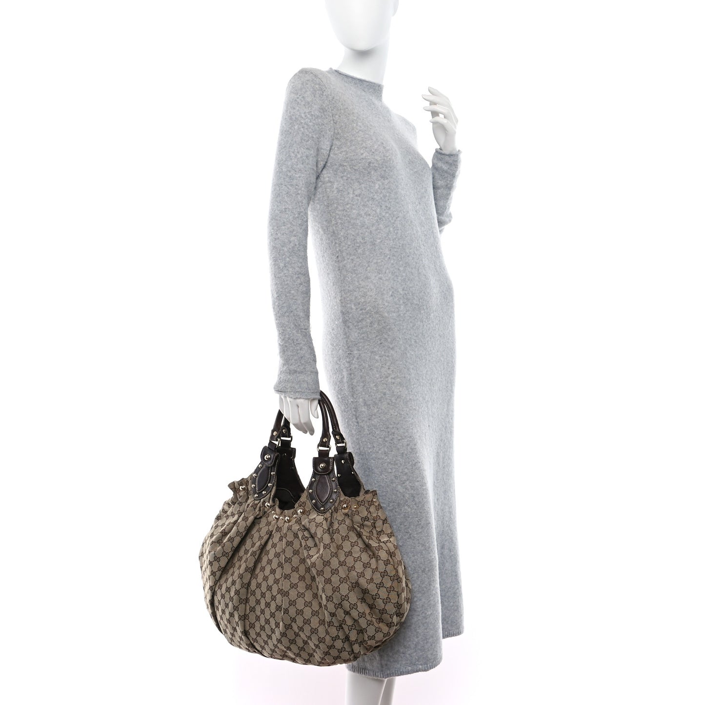 Monogram Studded Pelham Tote Dark Brown