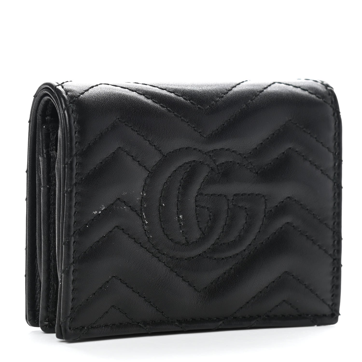 Gucci Calfskin Matelasse GG Marmont Card Case Wallet Black 3 of 8