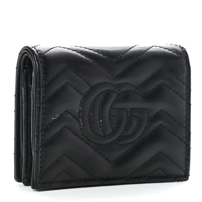 Gucci Calfskin Matelasse GG Marmont Card Case Wallet Black 3 of 8