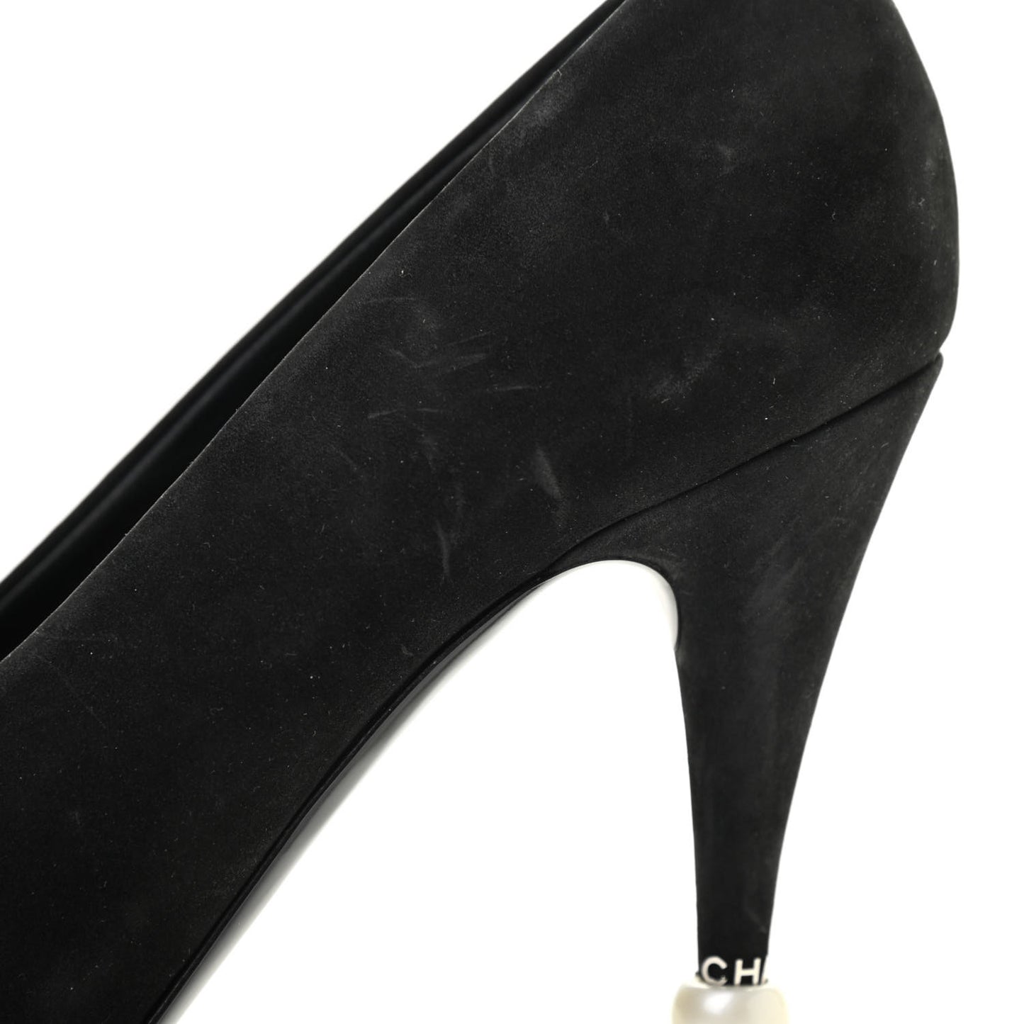 Patent Suede Calfskin Pearl Cap Toe Pumps 40 Black